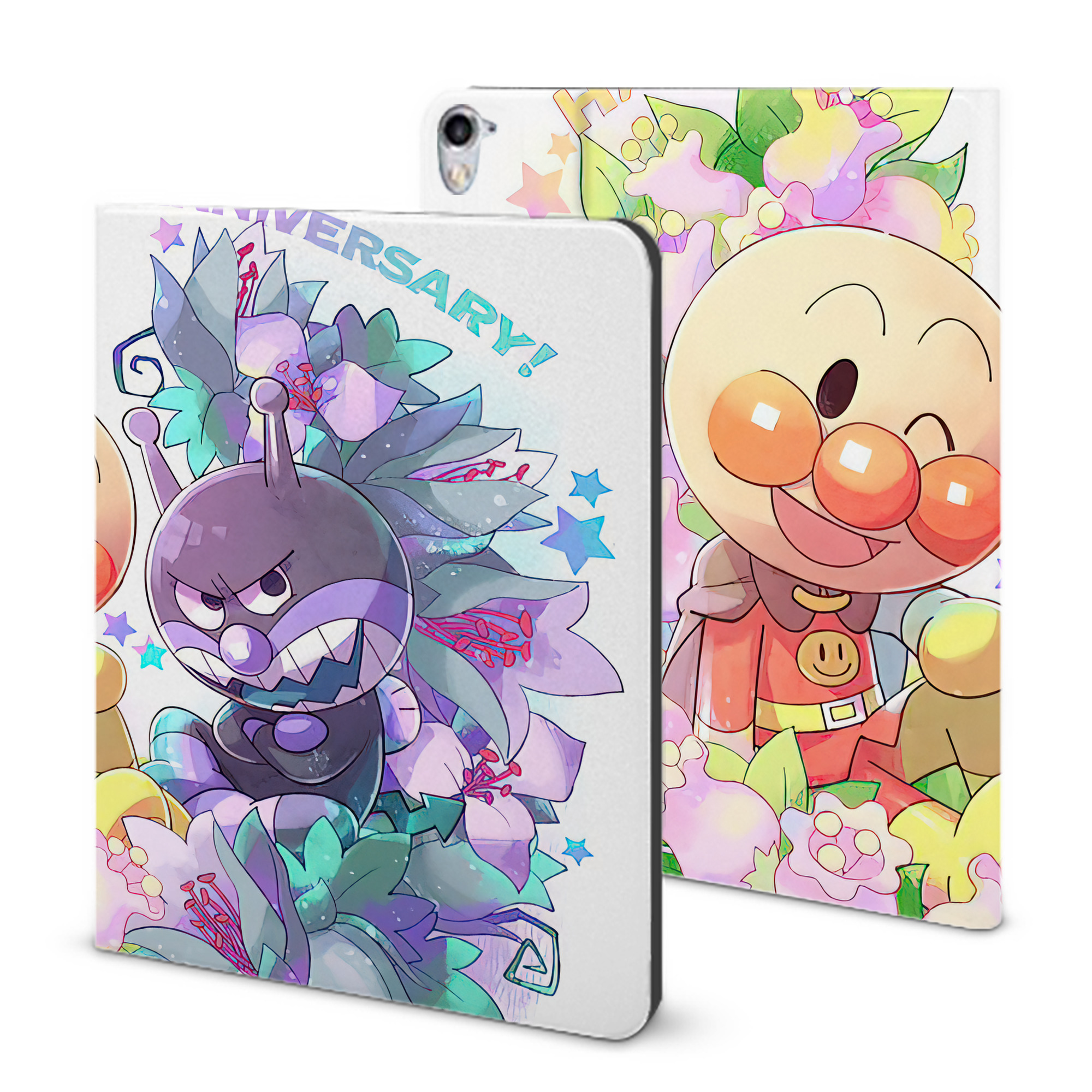 （画像用） アンパンマン Anpanman IPad ケース ブック型 PUレザー TPU 耐衝撃 軽量 薄型 ペン収納なし 全面保護 IPad 各モデル対応